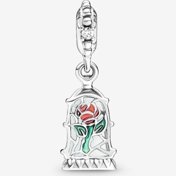 Pandora Disney Beauty and the Beast Enchanted Rose Dangle Charm - Picture 2 of 6